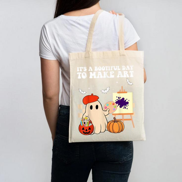 It's A Bootiful Day To Make Art Groovy Art Teacher Halloween Canvas Tote Bag, Groovy Teacher Gifts, trending gift