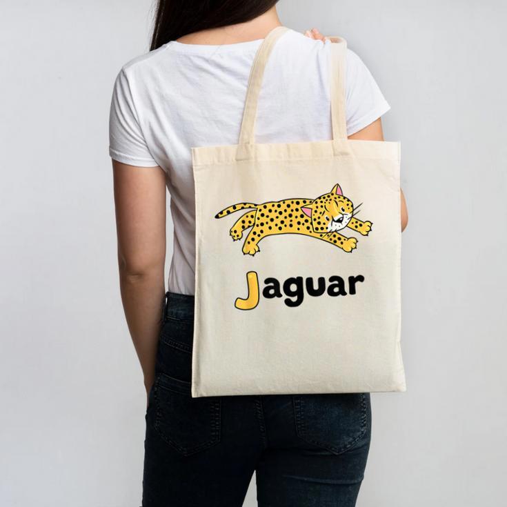 J Is For Jaguar ABC Alphabet T-Shirt For Teachers Students Canvas Tote Bag