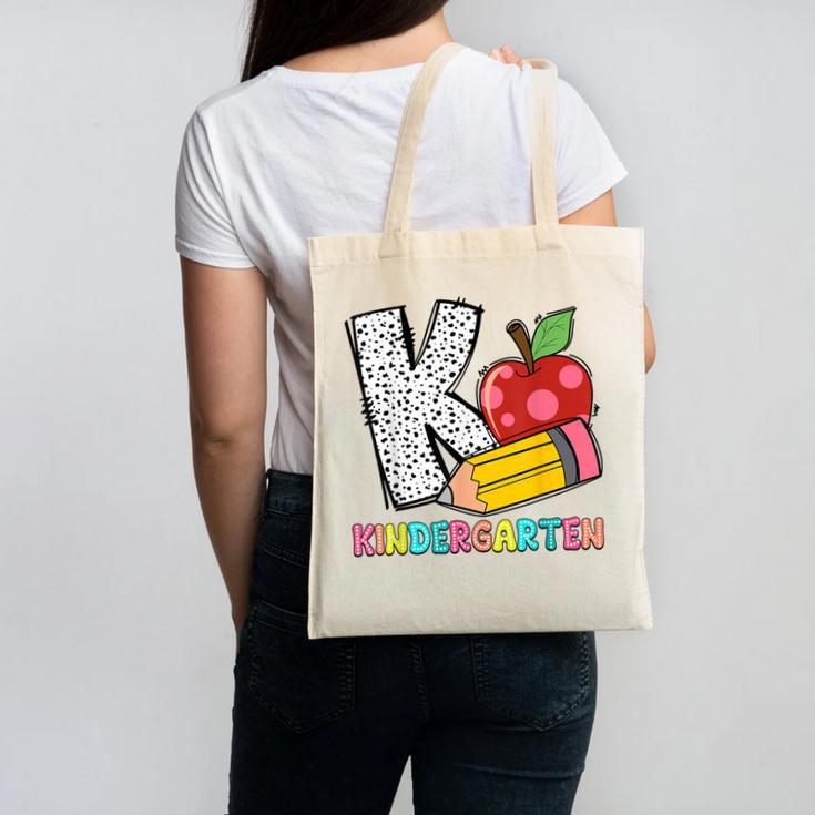 K Is For Kindergarten Teacher Pencil Apple Back To School Canvas Tote Bag