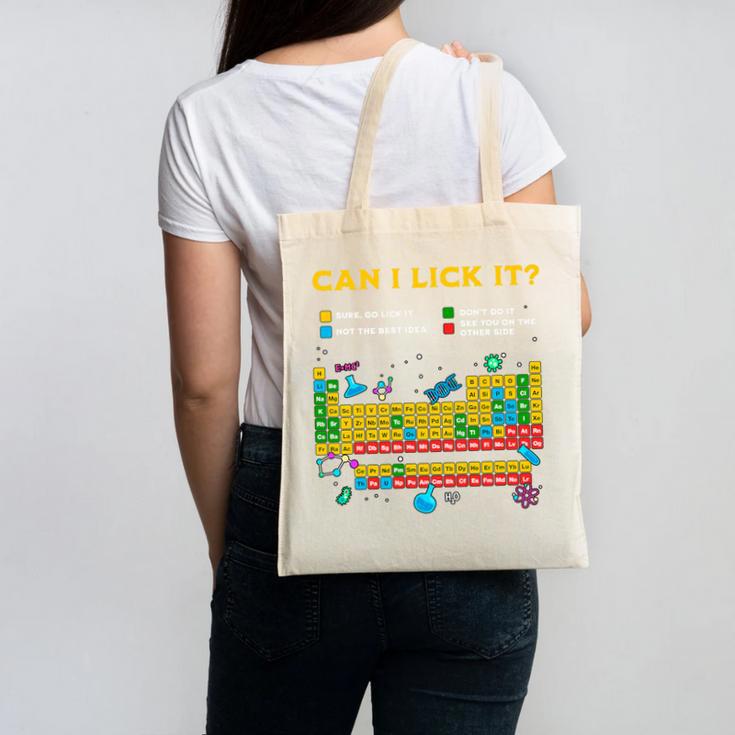 Can I Lick It Periodic Table Science Teacher Student Premium Tri-Blend Canvas Tote Bag