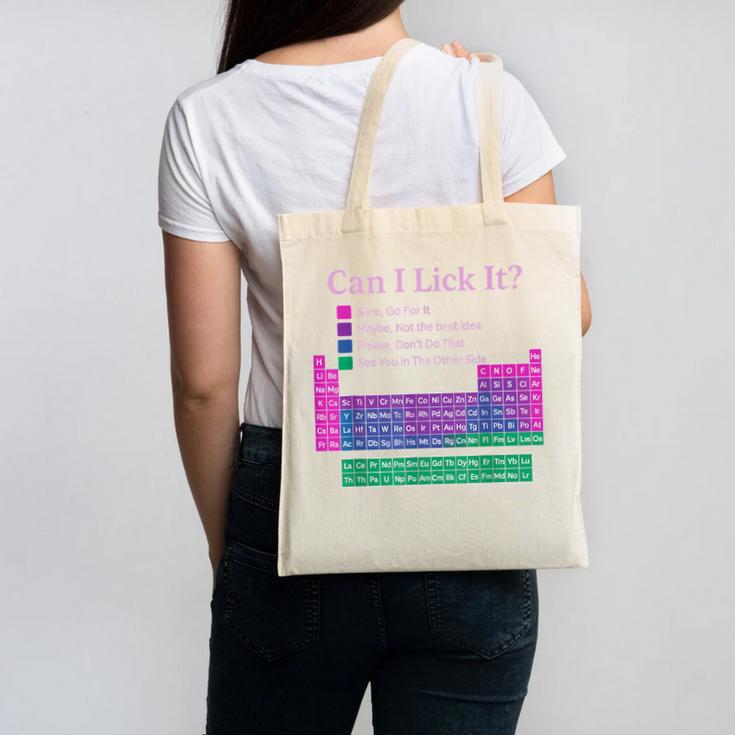 Can I Lick It Periodic Table Teacher Student Kids Canvas Tote Bag, trending gift