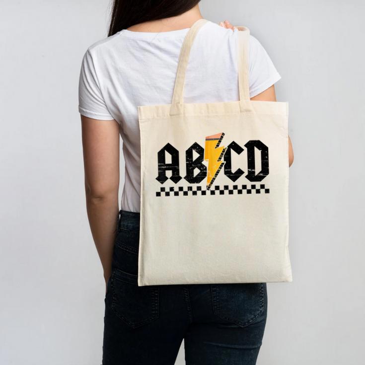 Lightning Pencil Rock'n Roll ABCD Teacher Back To School Kid Canvas Tote Bag