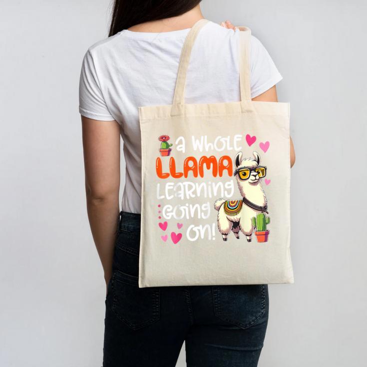 Llama Learning Teachers Students Alpaca Lover Back To School Canvas Tote Bag, trending gift