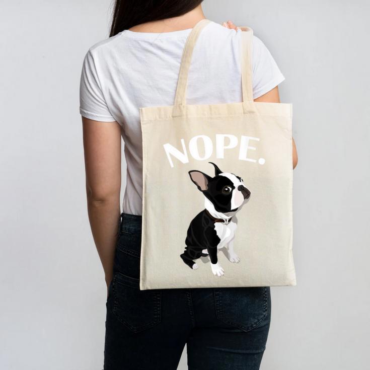 Love NOPE Boston Terrier Dog Lover Canvas Tote Bag