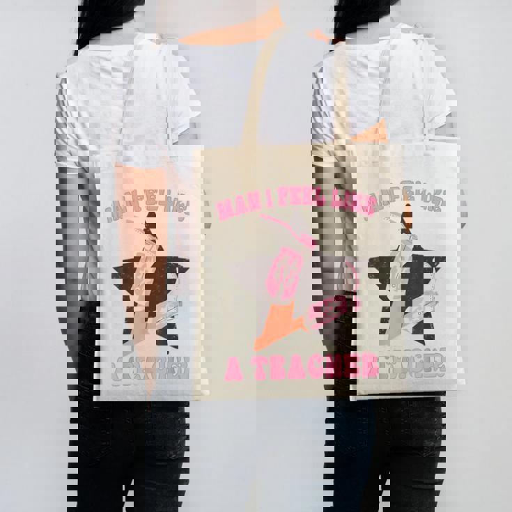 Man I Feel Like A Teacher Retro Western Country Cowgirl Canvas Tote Bag