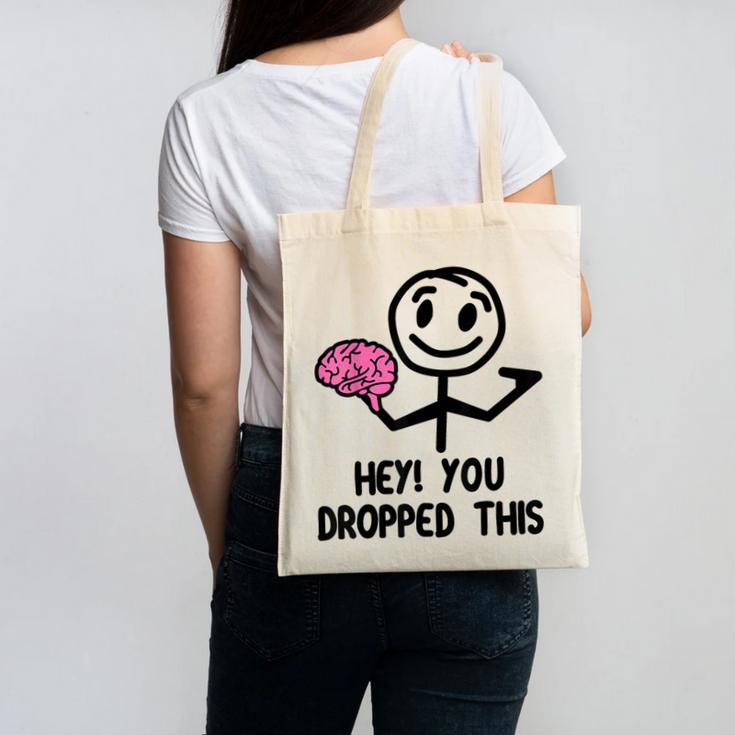 Nerdy Hey You Dropped This Brain Math Teacher Canvas Tote Bag