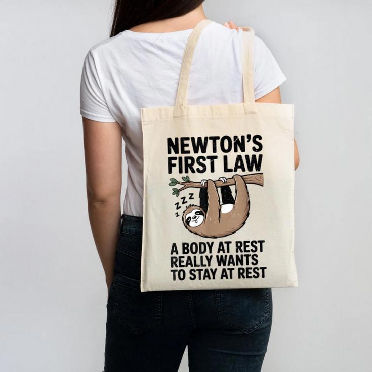 Newtons First Law Physics Jokes Science Teacher Canvas Tote Bag