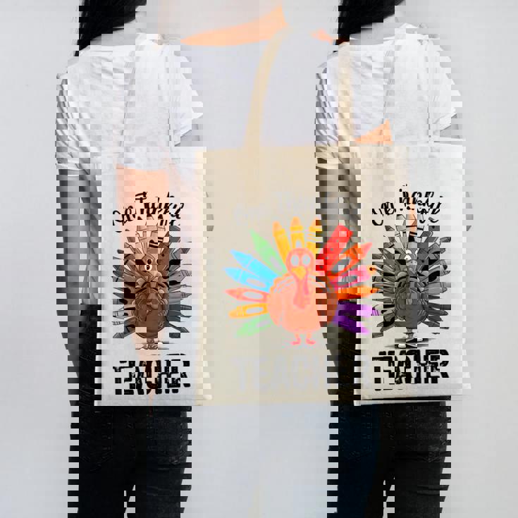 One Thankful Teacher Thanksgiving TurkeyCute Pencil Canvas Tote Bag