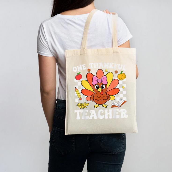 One Thankful Teacher Turkey Thanksgiving Teaching Canvas Tote Bag, trending gift One Thankful Teacher Turkey Thanksgiving Teaching Canvas Tote Bag, trending gift