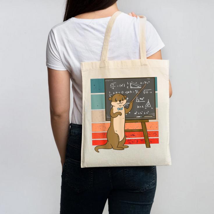 Otter Professor Teacher Teaching Maths Mathematics Canvas Tote Bag, trending gift Otter Professor Teacher Teaching Maths Mathematics Canvas Tote Bag, trending gift