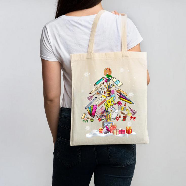 Paintbrush Christmas Tree Decor Xmas For Artist Art Teacher For Men Women Canvas Tote Bag, trending gift