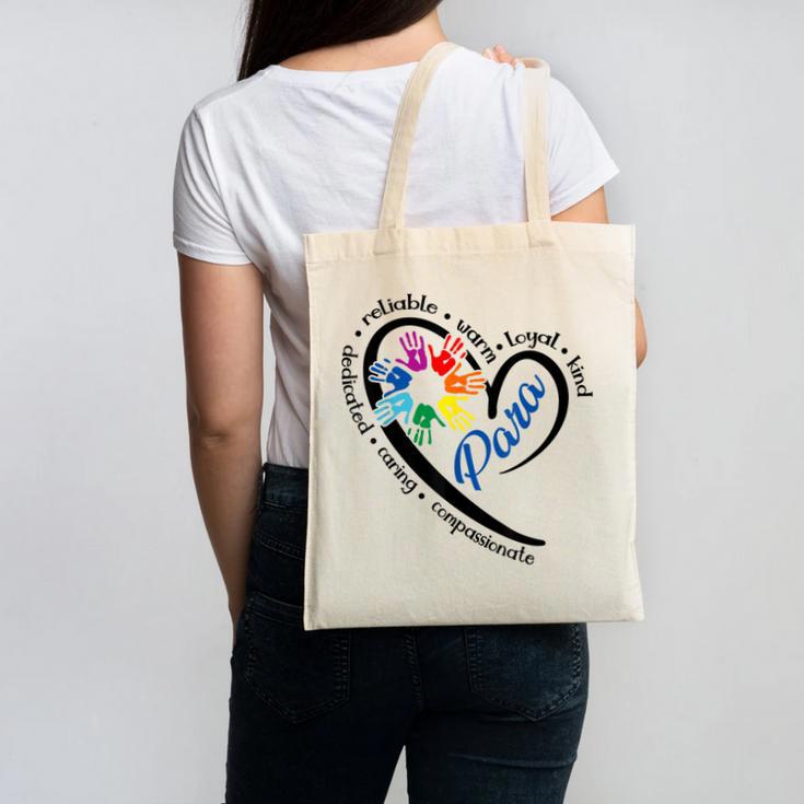 Para Heart Teacher Paraprofessional Paraeducator Men Women Canvas Tote Bag