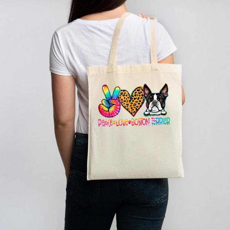 Peace Love Boston Terrier Tie Dye Dog Lover For Men Women Girls Kids Canvas Tote Bag, trending gift