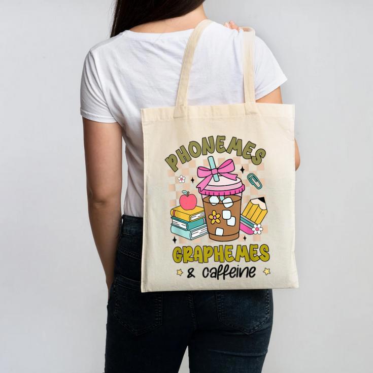 Phonemes Graphemes Caffeine Back To School Reading Teacher Canvas Tote Bag