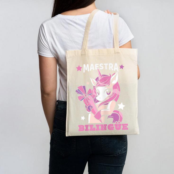 Pink Unicorn Spanish Teacher Regalos Para Bilingue Teacher Canvas Tote Bag, trending gift