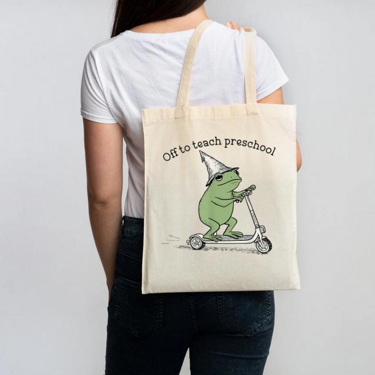 Pre K Grade Teacher Frog Back To School Preschool Canvas Tote Bag