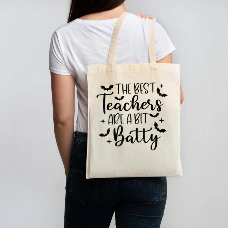 Retro The Best Teachers Are A Bit Batty Halloween Teacher Canvas Tote Bag