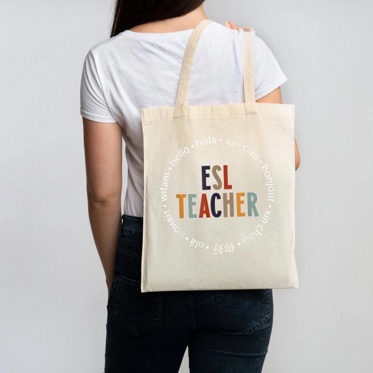 Retro ESL Teacher Teach Multilingual Learners Team Canvas Tote Bag, Esl Teacher Gifts, trending gift
