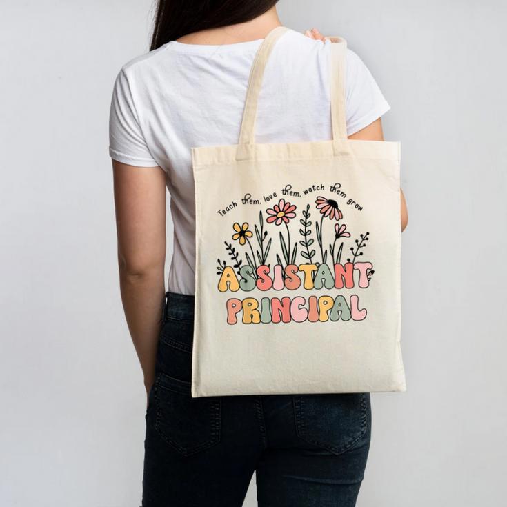 Retro Floral Assistant Principal Shirt For Teachers Day Canvas Tote Bag