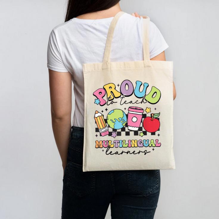 Retro Proud To Teach Multilingual Learners English Teacher Canvas Tote Bag