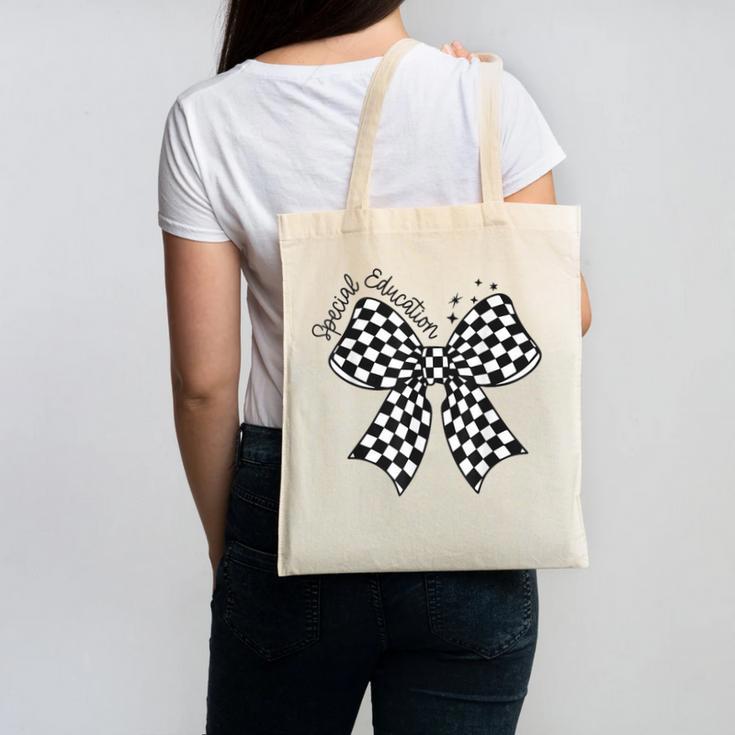 Retro Special Education Squad Coquette Bow SPED Teacher Canvas Tote Bag