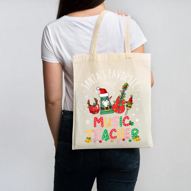 Santa's Favorite Music Teacher Christmas Santa Hat Matching Canvas Tote Bag, trending gift Santa's Favorite Music Teacher Christmas Santa Hat Matching Canvas Tote Bag, trending gift