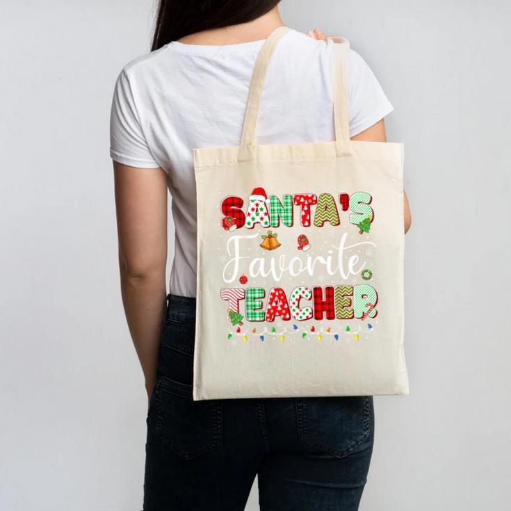 Santas Favorite Teacher Christmas Matching Xmas Men Women Canvas Tote Bag, trending gift