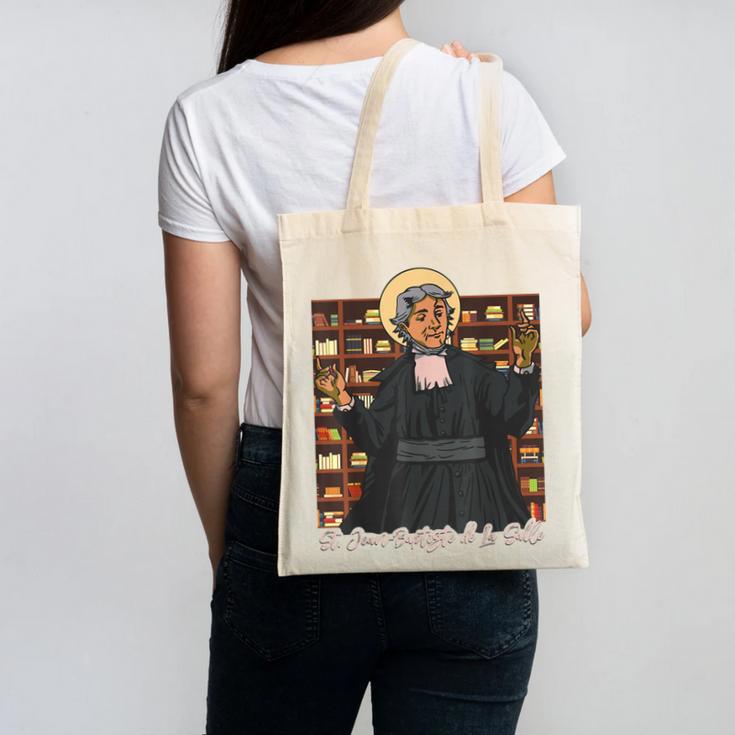 St Jean Baptiste De La Salle Patron Saint Education Teachers Canvas Tote Bag, trending gift St Jean Baptiste De La Salle Patron Saint Education Teachers Canvas Tote Bag, trending gift