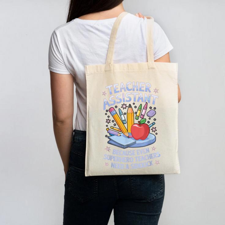 Superhero Sidekick Teaching Teach School Teacher Assistant Canvas Tote Bag, trending gift