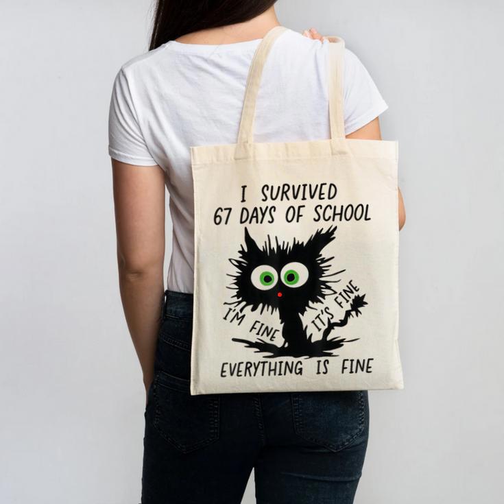 I Survived 67 Days Of School Teachers Students Humor Canvas Tote Bag