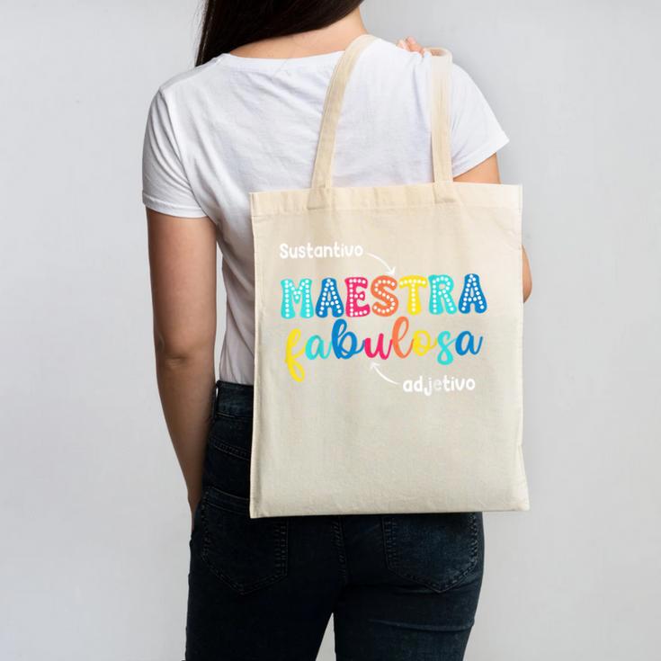 Sustantivo Maestra Fabulosa Adjetivo Spanish Teacher Canvas Tote Bag, trending gift