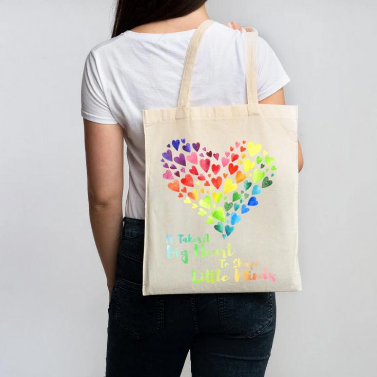 It Takes A Big Heart To Shape Little Minds Teacher Student Men Women Kids Canvas Tote Bag, trending gift It Takes A Big Heart To Shape Little Minds Teacher Student Men Women Kids Canvas Tote Bag, trending gift