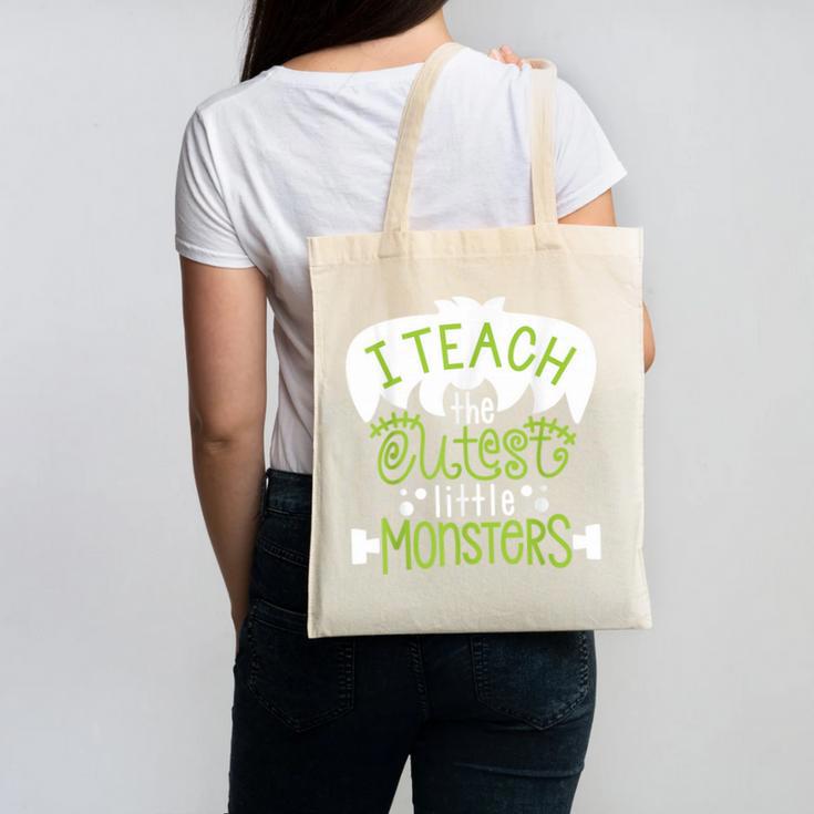 I Teach The Cutest Little Monsters Halloween Teacher Spooky Canvas Tote Bag, trending gift I Teach The Cutest Little Monsters Halloween Teacher Spooky Canvas Tote Bag, trending gift