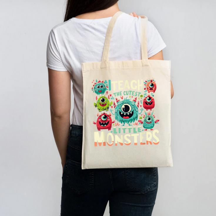I Teach The Cutest Little Monsters Teacher Halloween Outfit Canvas Tote Bag, trending gift