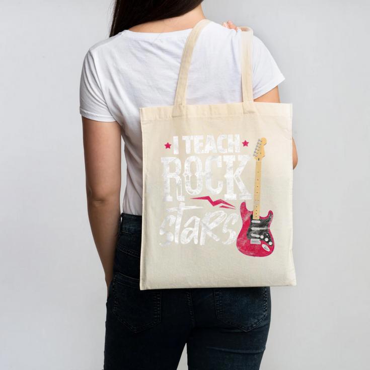 I Teach Rock Stars Music Teacher Guitar Player Canvas Tote Bag, trending gift