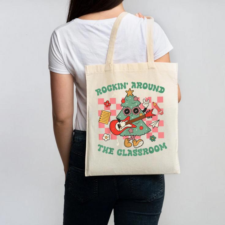 Teacher Christmas Rockin' Around The Classroom Men Women Kids Canvas Tote Bag, trending gift Teacher Christmas Rockin' Around The Classroom Men Women Kids Canvas Tote Bag, trending gift