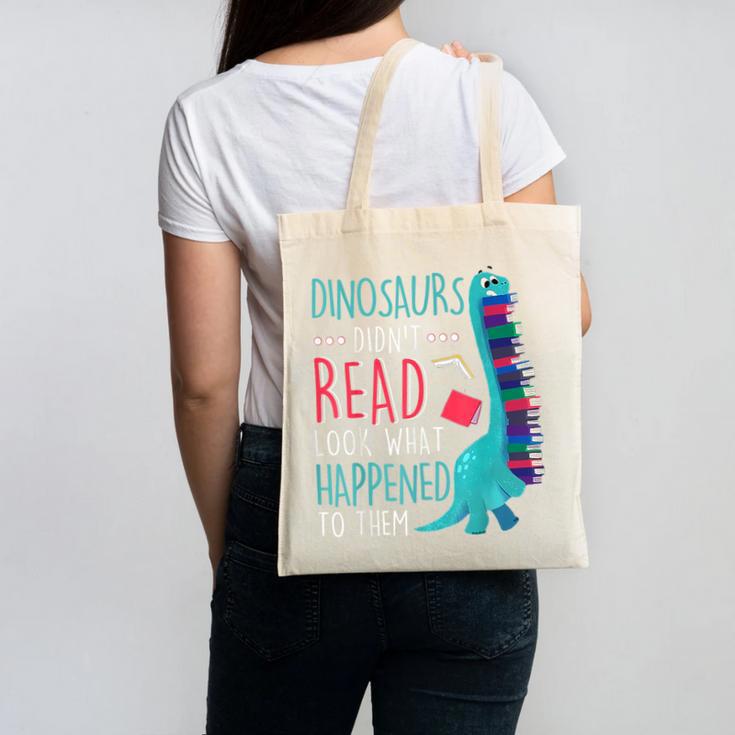Teacher Dinosaurs Didnt Read Look What Happened Book Reading Canvas Tote Bag, trending gift Teacher Dinosaurs Didnt Read Look What Happened Book Reading Canvas Tote Bag, trending gift