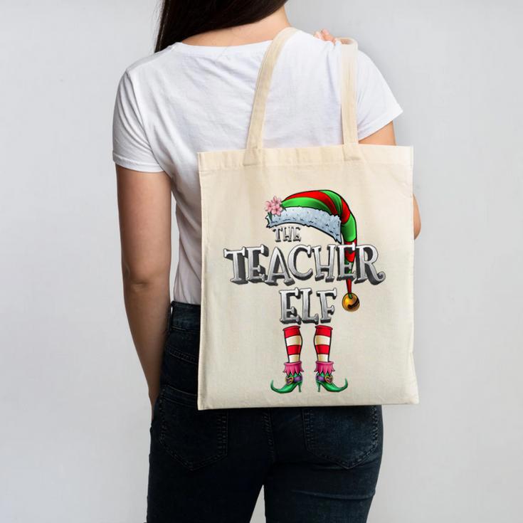 The Teacher Elf Shirt Matching Family Christmas Elf Men Women Kids Canvas Tote Bag, trending gift The Teacher Elf Shirt Matching Family Christmas Elf Men Women Kids Canvas Tote Bag, trending gift
