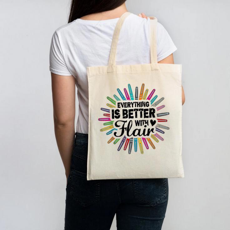 Teacher Flair Pen Art Lover School Supplies Canvas Tote Bag