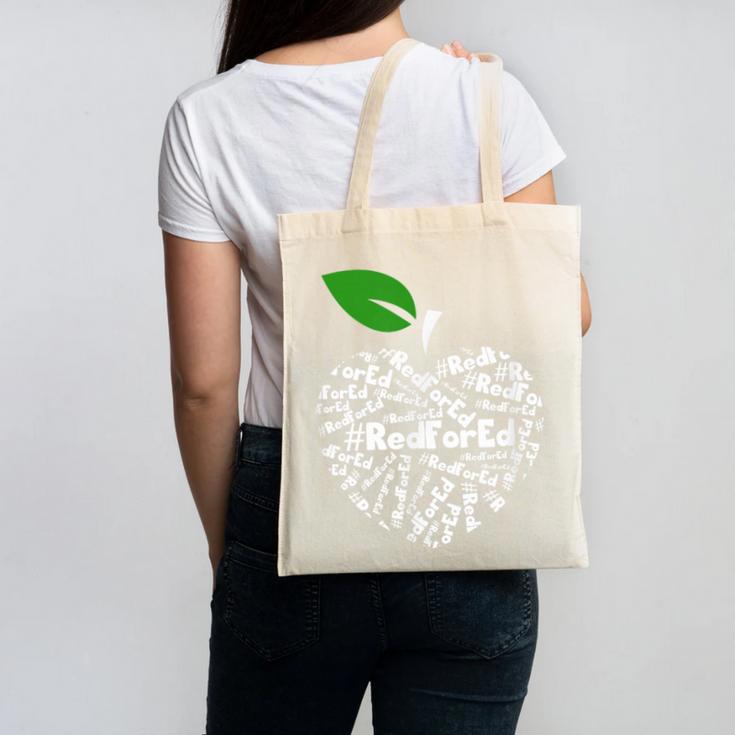 Teacher Shirt Red For Ed Teacher Protest Shirt T-Shirt Canvas Tote Bag