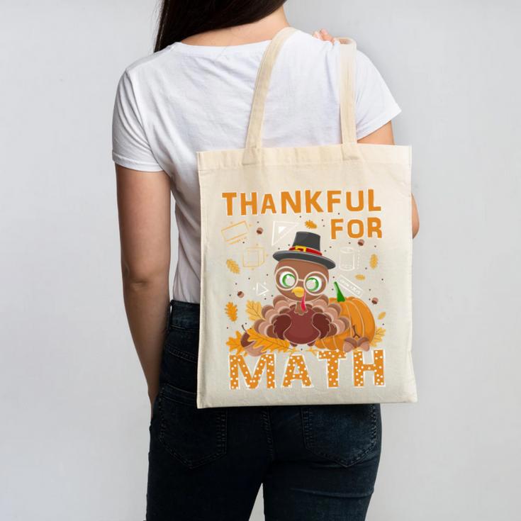 Thankful Math Turkey Teacher Happy Thanksgiving Canvas Tote Bag
