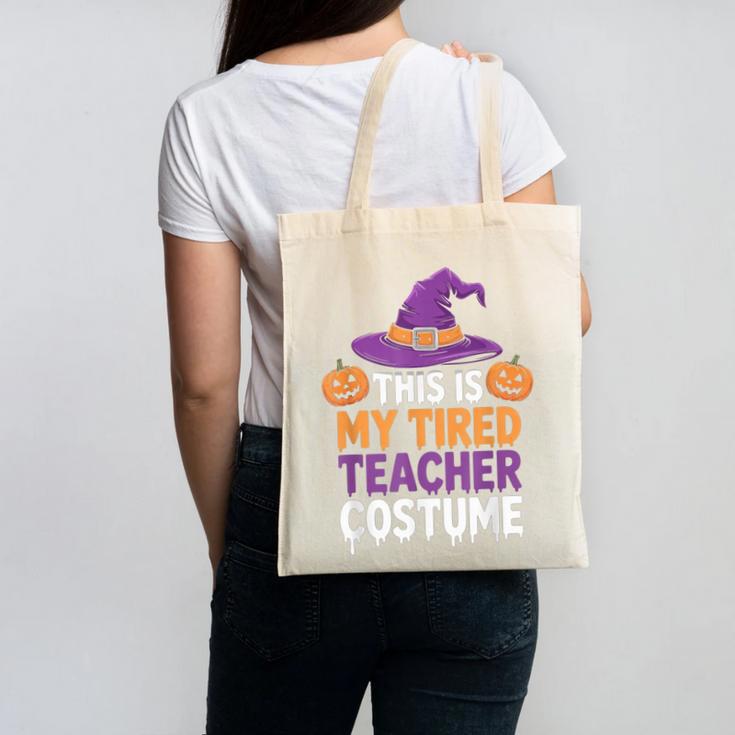 This Is My Tired Teacher Costume Halloween Canvas Tote Bag, trending gift