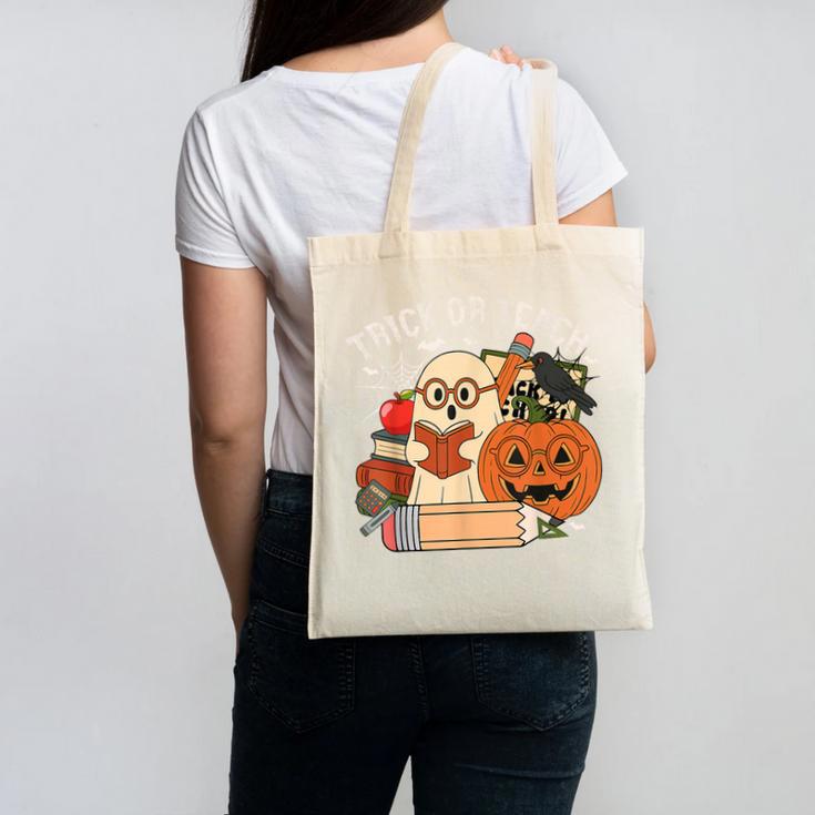 Trick Or Teach Retro Halloween Teacher Women Men Costume Canvas Tote Bag, trending gift Trick Or Teach Retro Halloween Teacher Women Men Costume Canvas Tote Bag, trending gift
