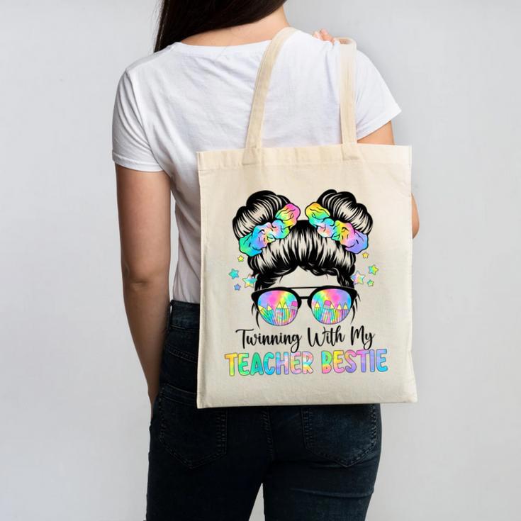 Twin Day Friends Teacher Twinning With My Bestie Canvas Tote Bag