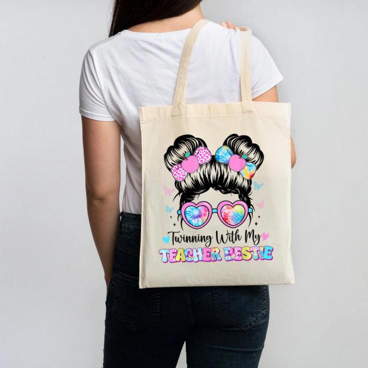 Twinning With My Teacher Bestie Twin Day Friends Teacher Canvas Tote Bag