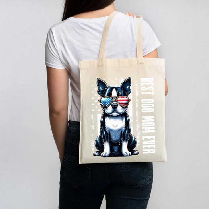 USA Flag Boston Terrier Best Dog Mom Ever 2025 Canvas Tote Bag