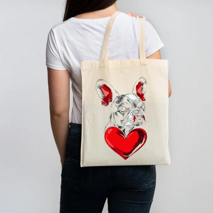 Valentine's Day Boston Terrier Dog Vector Canvas Tote Bag, trending gift