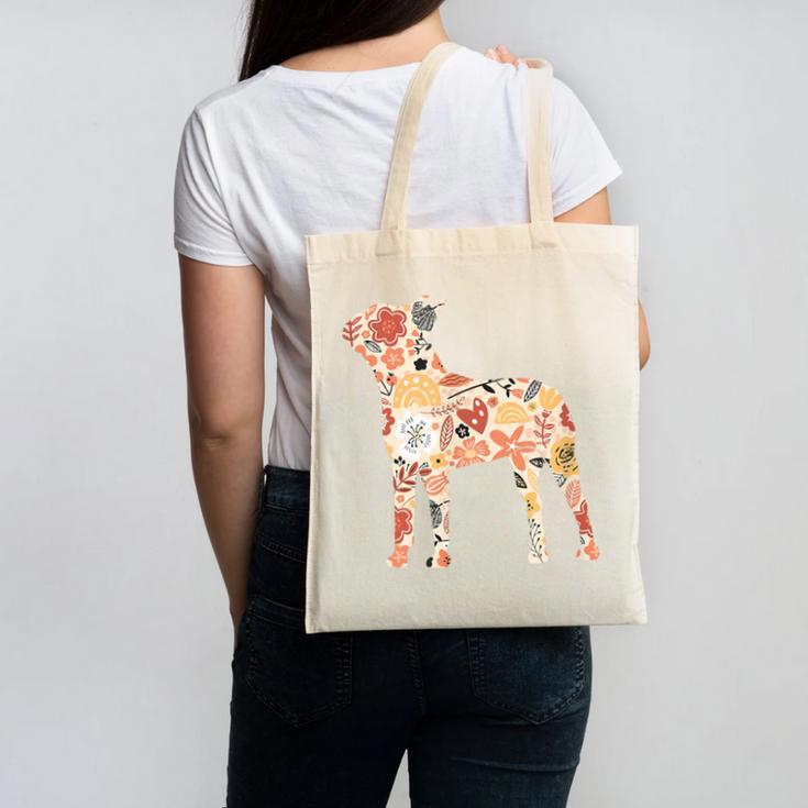 Vintage Floral Boston Terrier For Dog Lover Canvas Tote Bag, trending gift