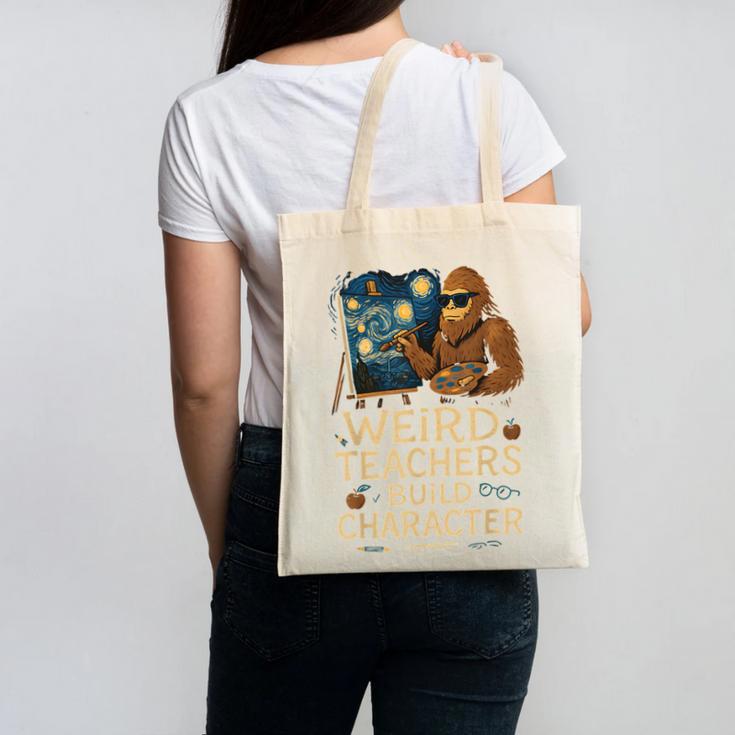 Weird Teachers Build Character Van Bigfoot Art Canvas Tote Bag, trending gift Weird Teachers Build Character Van Bigfoot Art Canvas Tote Bag, trending gift