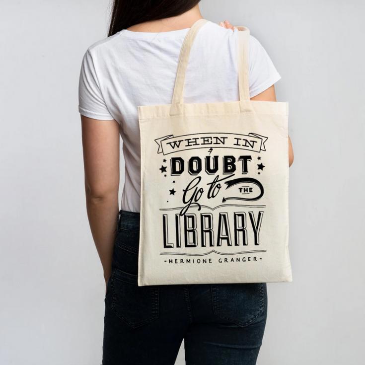 When In Doubt Go To The Library Teacher Vintage Book Lovers Canvas Tote Bag
